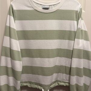 Columbia Green and White Striped Sweatshirt